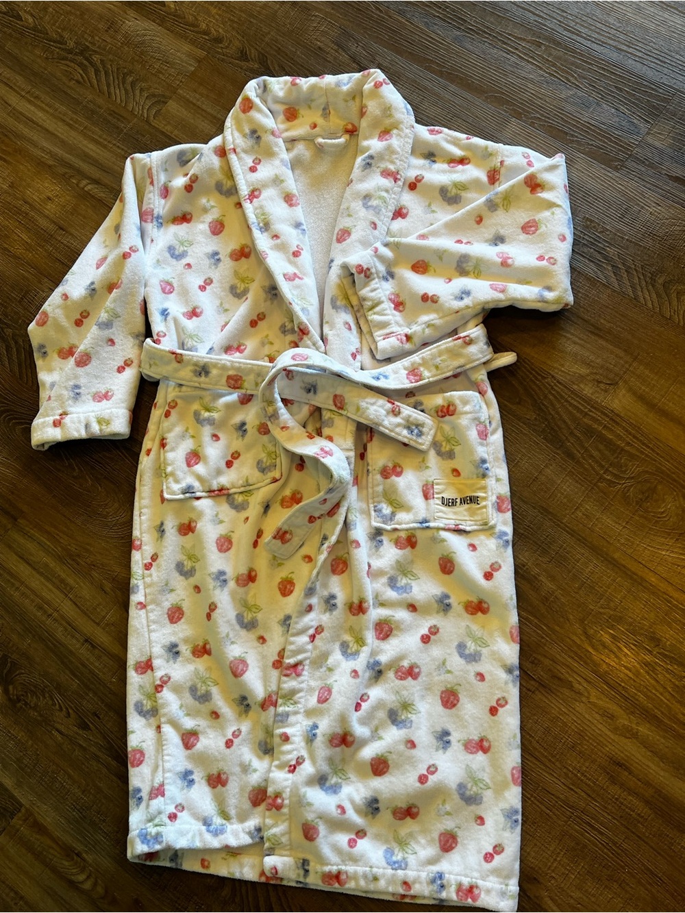 Djerf Avenue Summer Berries Print Terry Robe Organic Cotton Bathrobe SMALL - Picture 4 of 9